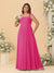 Chiffon A-Line/Princess Square Neck Sleeveless Plus Size Bridesmaid Dresses with Pleats