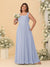 Chiffon A-Line/Princess Square Neck Sleeveless Plus Size Bridesmaid Dresses with Pleats