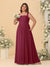 Chiffon A-Line/Princess Square Neck Sleeveless Plus Size Bridesmaid Dresses with Pleats