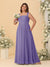 Chiffon A-Line/Princess Square Neck Sleeveless Plus Size Bridesmaid Dresses with Pleats