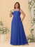 Chiffon A-Line/Princess Square Neck Sleeveless Plus Size Bridesmaid Dresses with Pleats