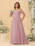 Chiffon A-Line/Princess Square Neck Sleeveless Plus Size Bridesmaid Dresses with Pleats