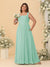 Chiffon A-Line/Princess Square Neck Sleeveless Plus Size Bridesmaid Dresses with Pleats