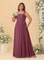 Chiffon A-Line/Princess Square Neck Sleeveless Plus Size Bridesmaid Dresses with Pleats