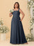 Chiffon A-Line/Princess Square Neck Sleeveless Plus Size Bridesmaid Dresses with Pleats