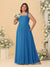 Chiffon A-Line/Princess Square Neck Sleeveless Plus Size Bridesmaid Dresses with Pleats
