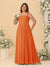 Chiffon A-Line/Princess Square Neck Sleeveless Plus Size Bridesmaid Dresses with Pleats