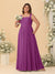 Chiffon A-Line/Princess Square Neck Sleeveless Plus Size Bridesmaid Dresses with Pleats