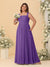 Chiffon A-Line/Princess Square Neck Sleeveless Plus Size Bridesmaid Dresses with Pleats