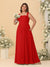 Chiffon A-Line/Princess Square Neck Sleeveless Plus Size Bridesmaid Dresses with Pleats