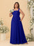 Chiffon A-Line/Princess Square Neck Sleeveless Plus Size Bridesmaid Dresses with Pleats