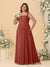 Chiffon A-Line/Princess Square Neck Sleeveless Plus Size Bridesmaid Dresses with Pleats
