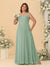 Chiffon A-Line/Princess Square Neck Sleeveless Plus Size Bridesmaid Dresses with Pleats