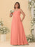 Chiffon A-Line/Princess Square Neck Sleeveless Plus Size Bridesmaid Dresses with Pleats