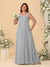 Chiffon A-Line/Princess Square Neck Sleeveless Plus Size Bridesmaid Dresses with Pleats