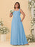 Chiffon A-Line/Princess Square Neck Sleeveless Plus Size Bridesmaid Dresses with Pleats