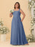 Chiffon A-Line/Princess Square Neck Sleeveless Plus Size Bridesmaid Dresses with Pleats