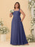 Chiffon A-Line/Princess Square Neck Sleeveless Plus Size Bridesmaid Dresses with Pleats