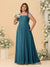 Chiffon A-Line/Princess Square Neck Sleeveless Plus Size Bridesmaid Dresses with Pleats