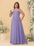Chiffon A-Line/Princess Square Neck Sleeveless Plus Size Bridesmaid Dresses with Pleats