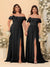 Chiffon A-Line/Princess Off-the-Shoulder Short Sleeves Ruched Bridesmaid Dresses