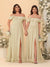 Chiffon A-Line/Princess Off-the-Shoulder Short Sleeves Ruched Bridesmaid Dresses