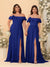 Chiffon A-Line/Princess Off-the-Shoulder Short Sleeves Ruched Bridesmaid Dresses