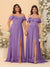 Chiffon A-Line/Princess Off-the-Shoulder Short Sleeves Ruched Bridesmaid Dresses