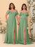 Chiffon A-Line/Princess Off-the-Shoulder Short Sleeves Ruched Bridesmaid Dresses