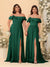 Chiffon A-Line/Princess Off-the-Shoulder Short Sleeves Ruched Bridesmaid Dresses