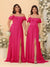 Chiffon A-Line/Princess Off-the-Shoulder Short Sleeves Ruched Bridesmaid Dresses