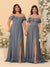 Chiffon A-Line/Princess Off-the-Shoulder Short Sleeves Ruched Bridesmaid Dresses
