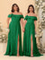 Chiffon A-Line/Princess Off-the-Shoulder Short Sleeves Ruched Bridesmaid Dresses