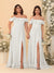 Chiffon A-Line/Princess Off-the-Shoulder Short Sleeves Ruched Bridesmaid Dresses