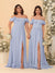 Chiffon A-Line/Princess Off-the-Shoulder Short Sleeves Ruched Bridesmaid Dresses