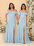Chiffon A-Line/Princess Off-the-Shoulder Short Sleeves Ruched Bridesmaid Dresses