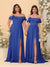 Chiffon A-Line/Princess Off-the-Shoulder Short Sleeves Ruched Bridesmaid Dresses