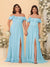 Chiffon A-Line/Princess Off-the-Shoulder Short Sleeves Ruched Bridesmaid Dresses