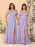 Chiffon A-Line/Princess Off-the-Shoulder Short Sleeves Ruched Bridesmaid Dresses