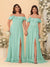 Chiffon A-Line/Princess Off-the-Shoulder Short Sleeves Ruched Bridesmaid Dresses