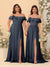 Chiffon A-Line/Princess Off-the-Shoulder Short Sleeves Ruched Bridesmaid Dresses