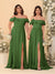 Chiffon A-Line/Princess Off-the-Shoulder Short Sleeves Ruched Bridesmaid Dresses