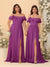 Chiffon A-Line/Princess Off-the-Shoulder Short Sleeves Ruched Bridesmaid Dresses