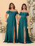 Chiffon A-Line/Princess Off-the-Shoulder Short Sleeves Ruched Bridesmaid Dresses