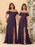Chiffon A-Line/Princess Off-the-Shoulder Short Sleeves Ruched Bridesmaid Dresses