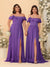Chiffon A-Line/Princess Off-the-Shoulder Short Sleeves Ruched Bridesmaid Dresses