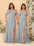 Chiffon A-Line/Princess Off-the-Shoulder Short Sleeves Ruched Bridesmaid Dresses