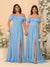 Chiffon A-Line/Princess Off-the-Shoulder Short Sleeves Ruched Bridesmaid Dresses