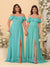 Chiffon A-Line/Princess Off-the-Shoulder Short Sleeves Ruched Bridesmaid Dresses