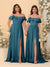 Chiffon A-Line/Princess Off-the-Shoulder Short Sleeves Ruched Bridesmaid Dresses